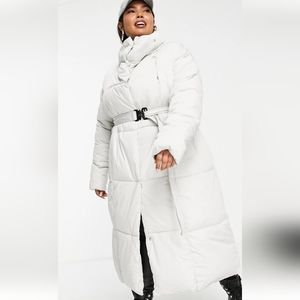 ASOS Sixth June longline puffer coat with buckle belt